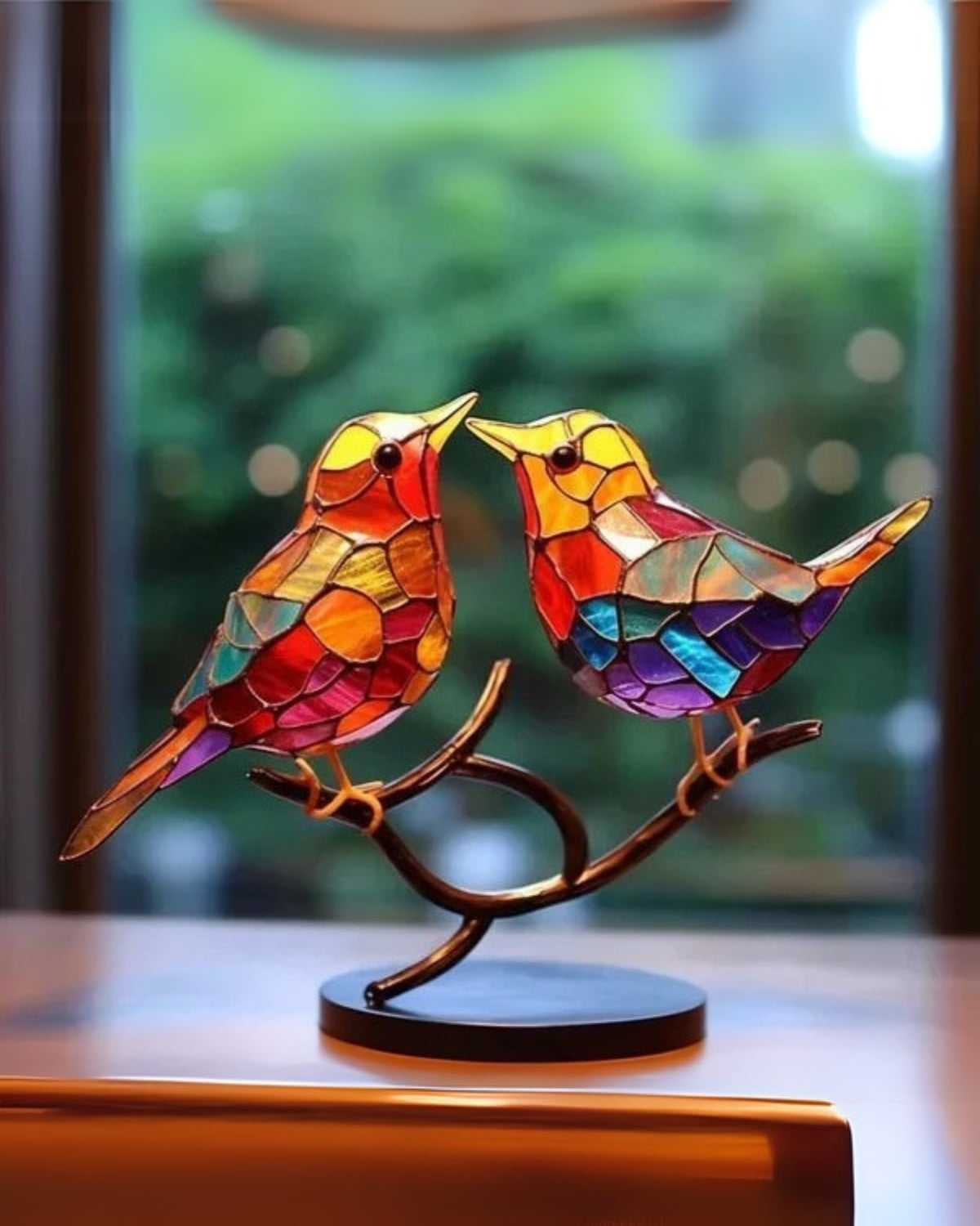 Dekorative Tischlampe Buntglas Vogel – Farbenfrohe Atmosphäre mit Künstlerischem Ausdruck