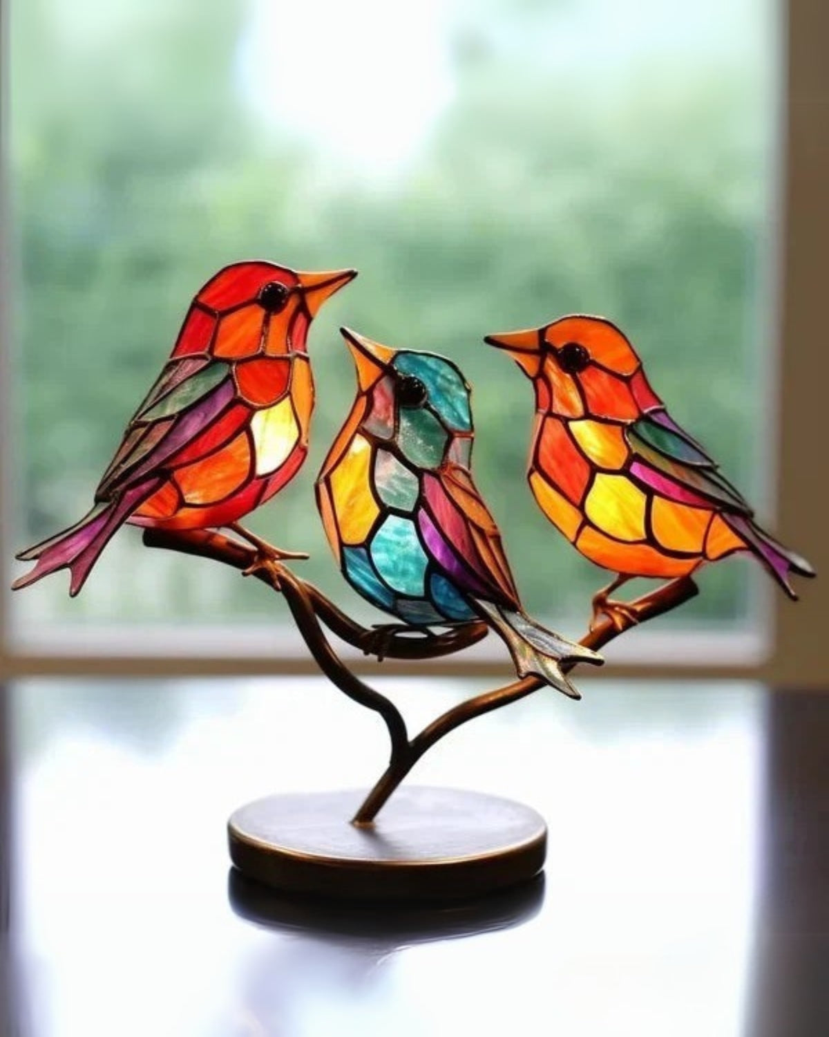 Dekorative Tischlampe Buntglas Vogel – Farbenfrohe Atmosphäre mit Künstlerischem Ausdruck