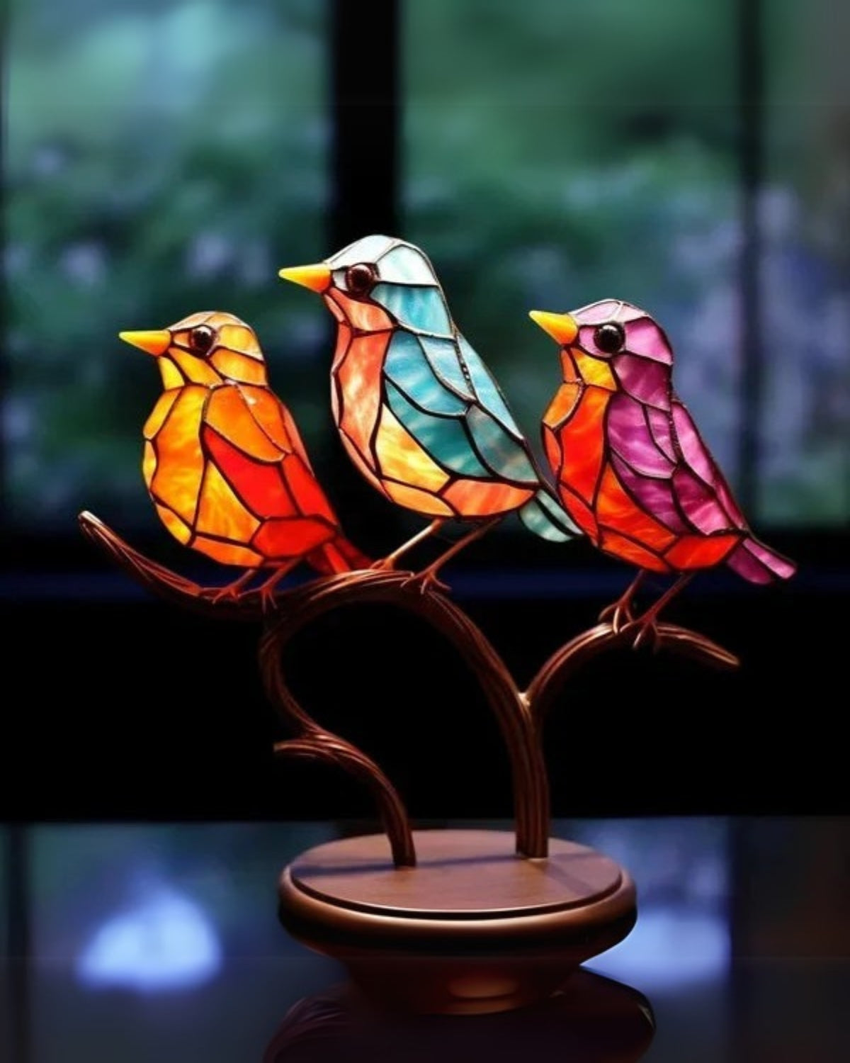 Dekorative Tischlampe Buntglas Vogel – Farbenfrohe Atmosphäre mit Künstlerischem Ausdruck