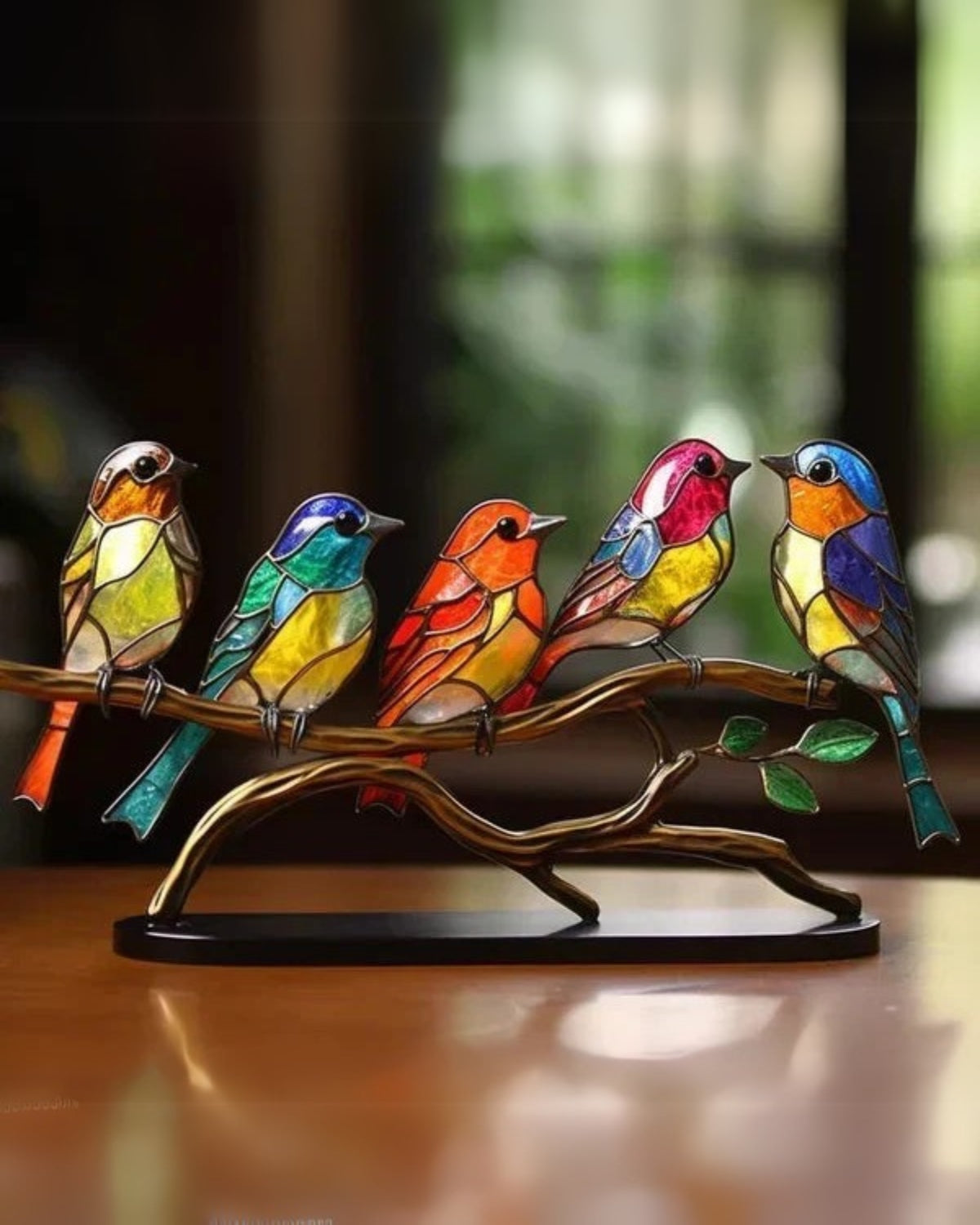 Dekorative Tischlampe Buntglas Vogel – Farbenfrohe Atmosphäre mit Künstlerischem Ausdruck