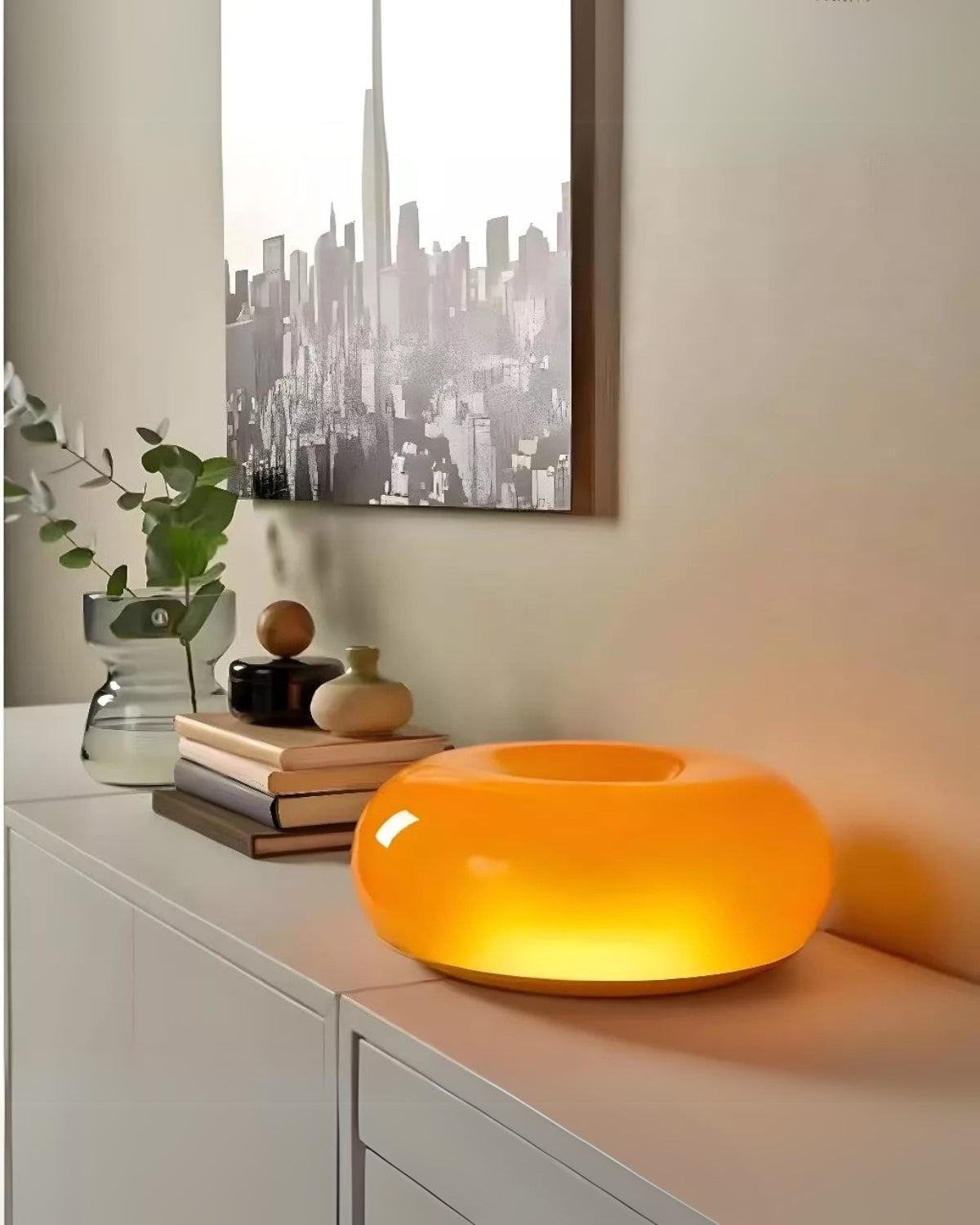 Runde Tischlampe Donutform – Sanfter Schein mit Modernem Design