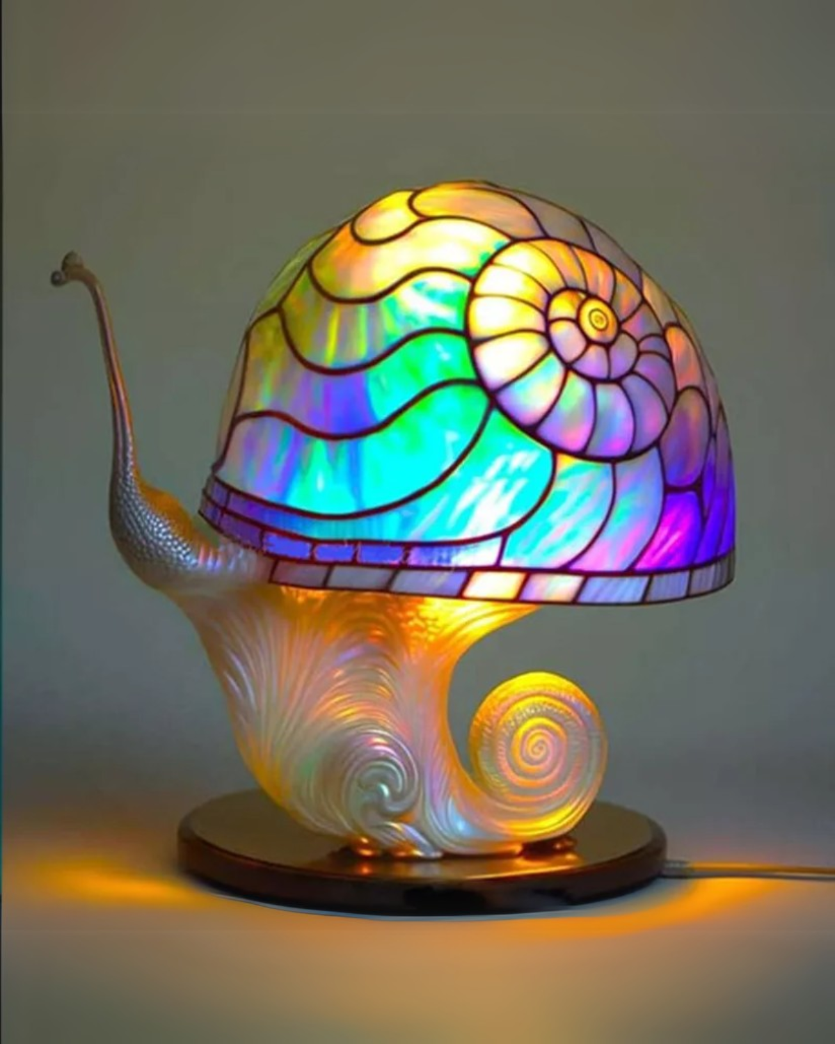 Dekorative Tischlampe Blumenpilz – Bunte Glasleuchte