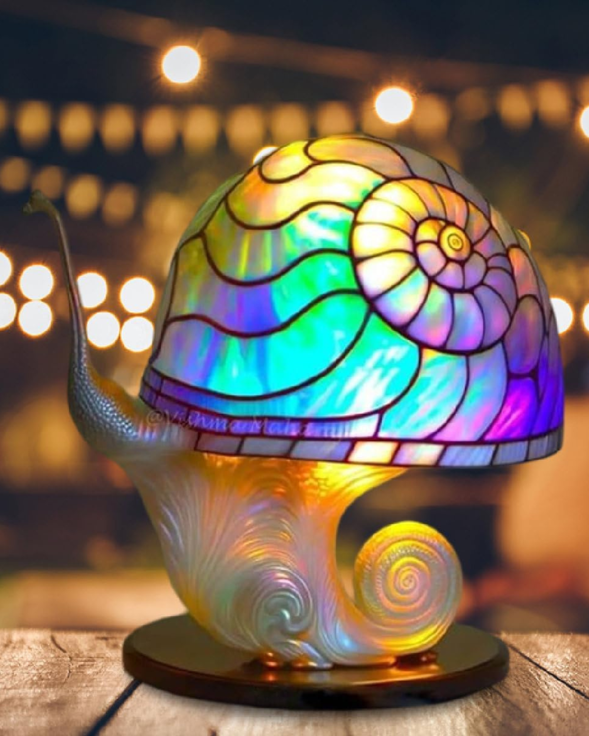 Dekorative Tischlampe Blumenpilz – Bunte Glasleuchte