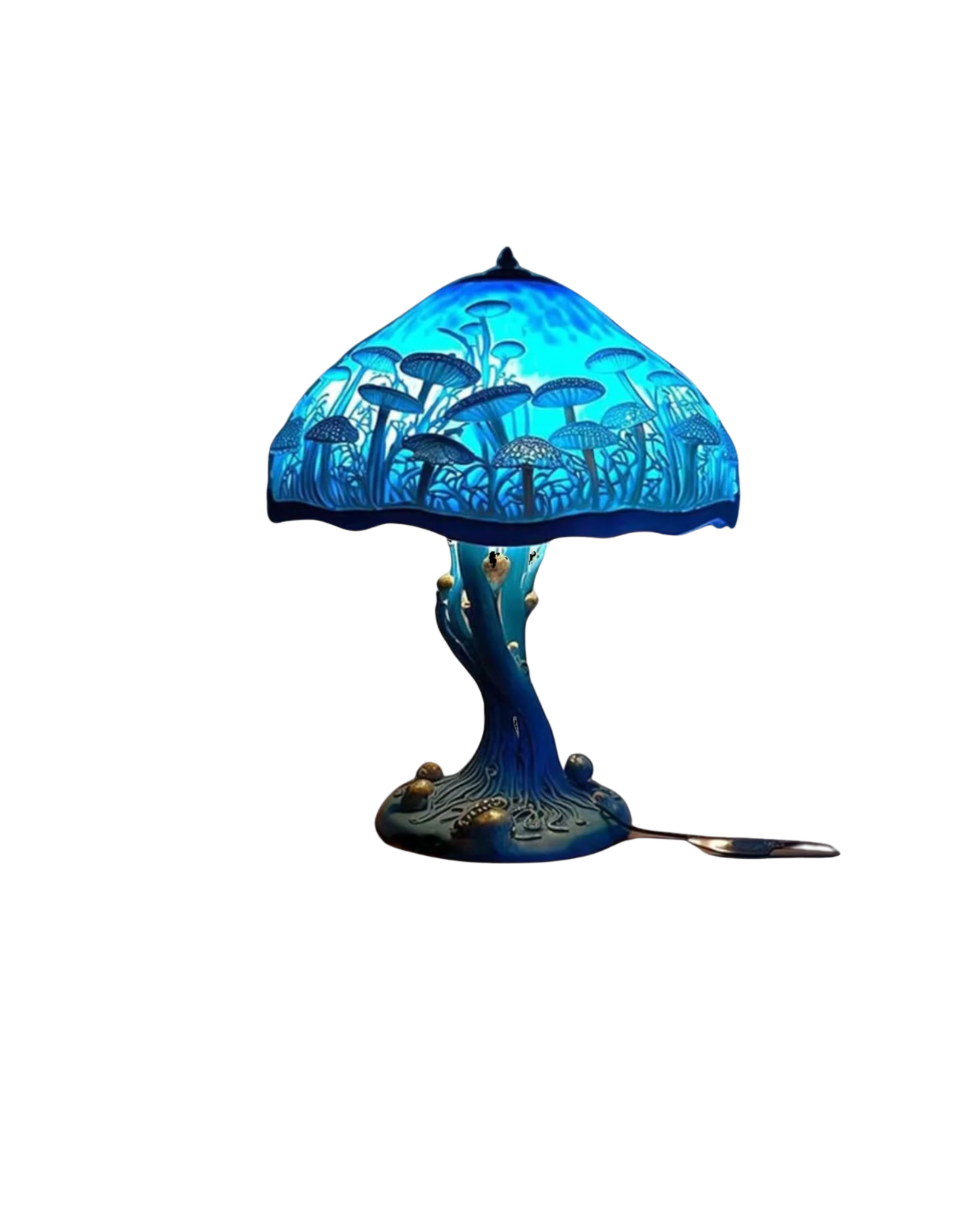 Dekorative Tischlampe Blumenpilz – Bunte Glasleuchte