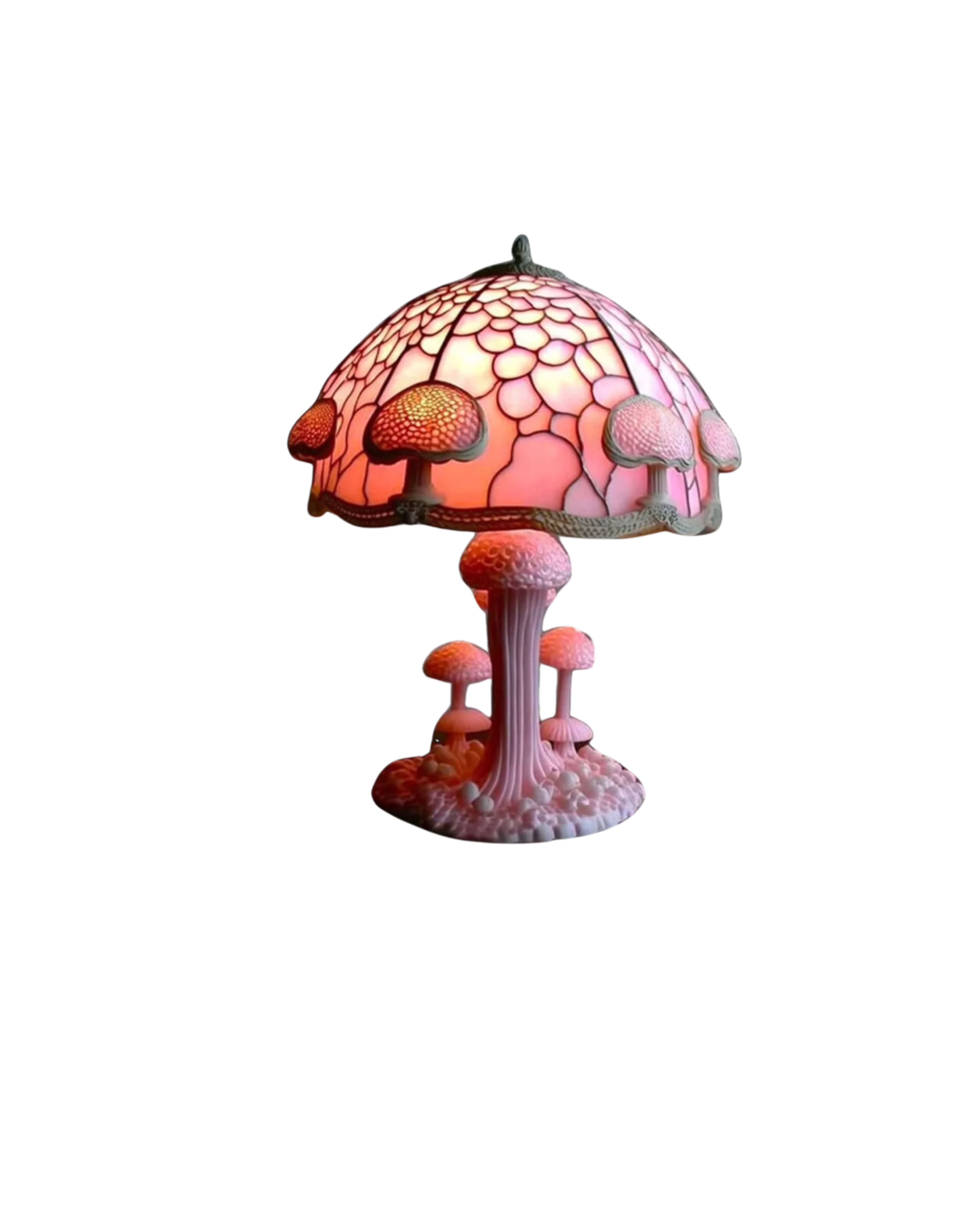 Dekorative Tischlampe Blumenpilz – Bunte Glasleuchte