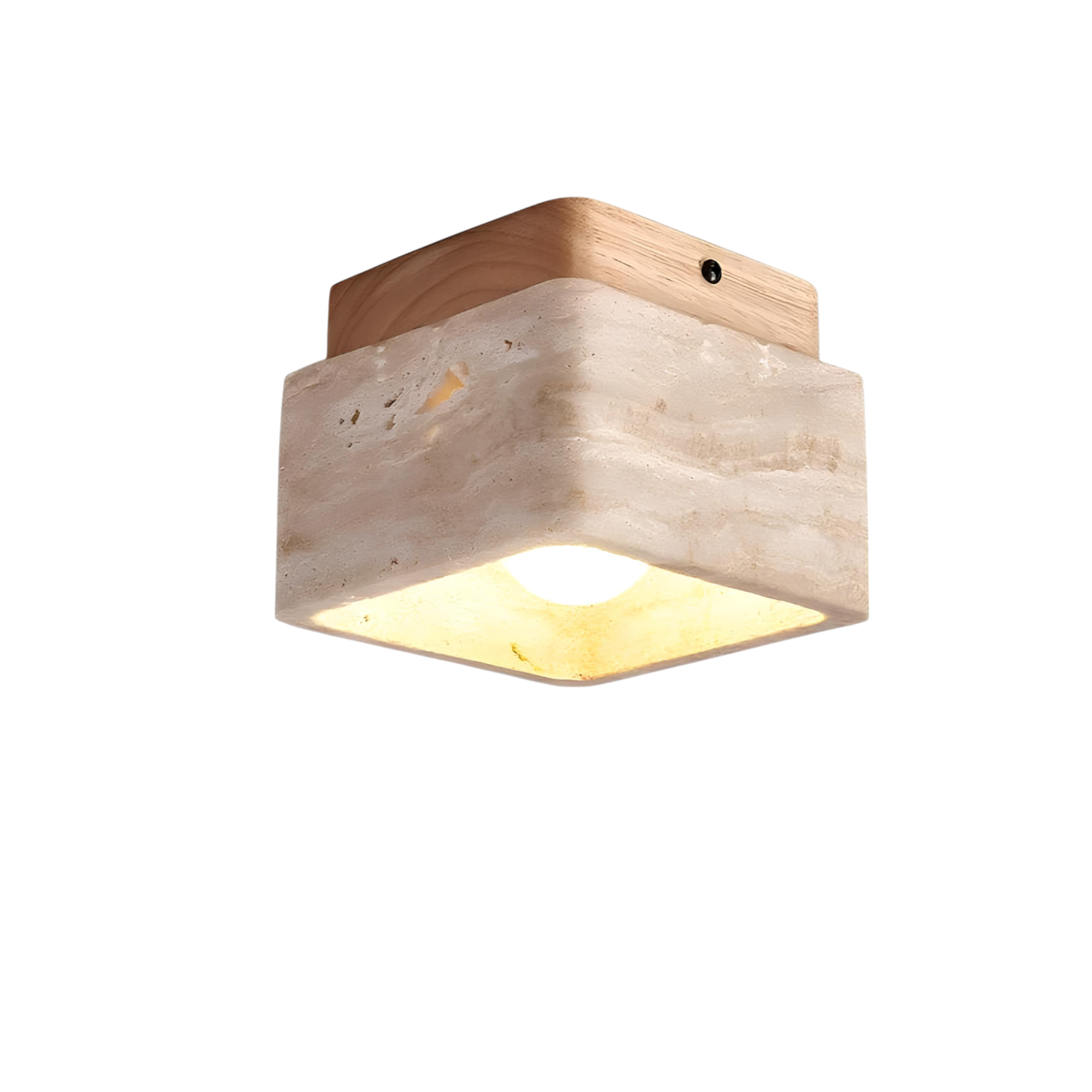 Corazon Deckenlampe aus Travertin und Holz – Minimalistische LED-Beleuchtung für Gemütliche Räume 0
