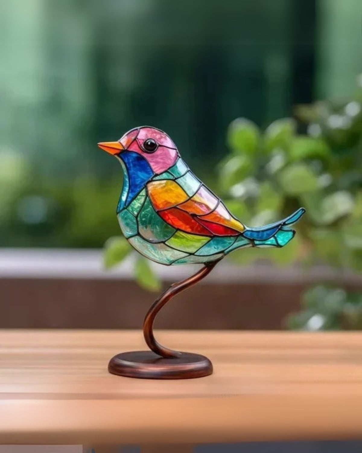 Dekorative Tischlampe Buntglas Vogel – Farbenfrohe Atmosphäre mit Künstlerischem Ausdruck
