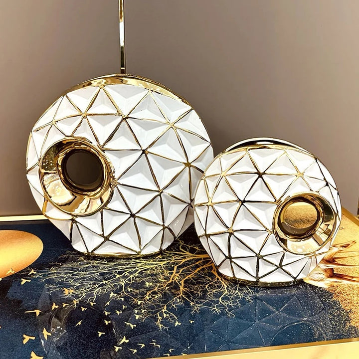 Geometrisches Texturiertes Sphärisches Vasen-Set