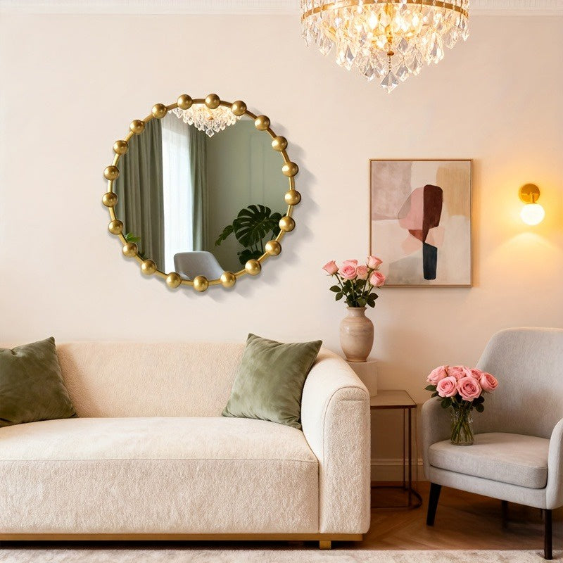 Runder Wandspiegel mit Kugelförmigen Akzenten