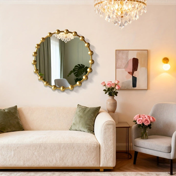 Runder Wandspiegel mit Kugelförmigen Akzenten